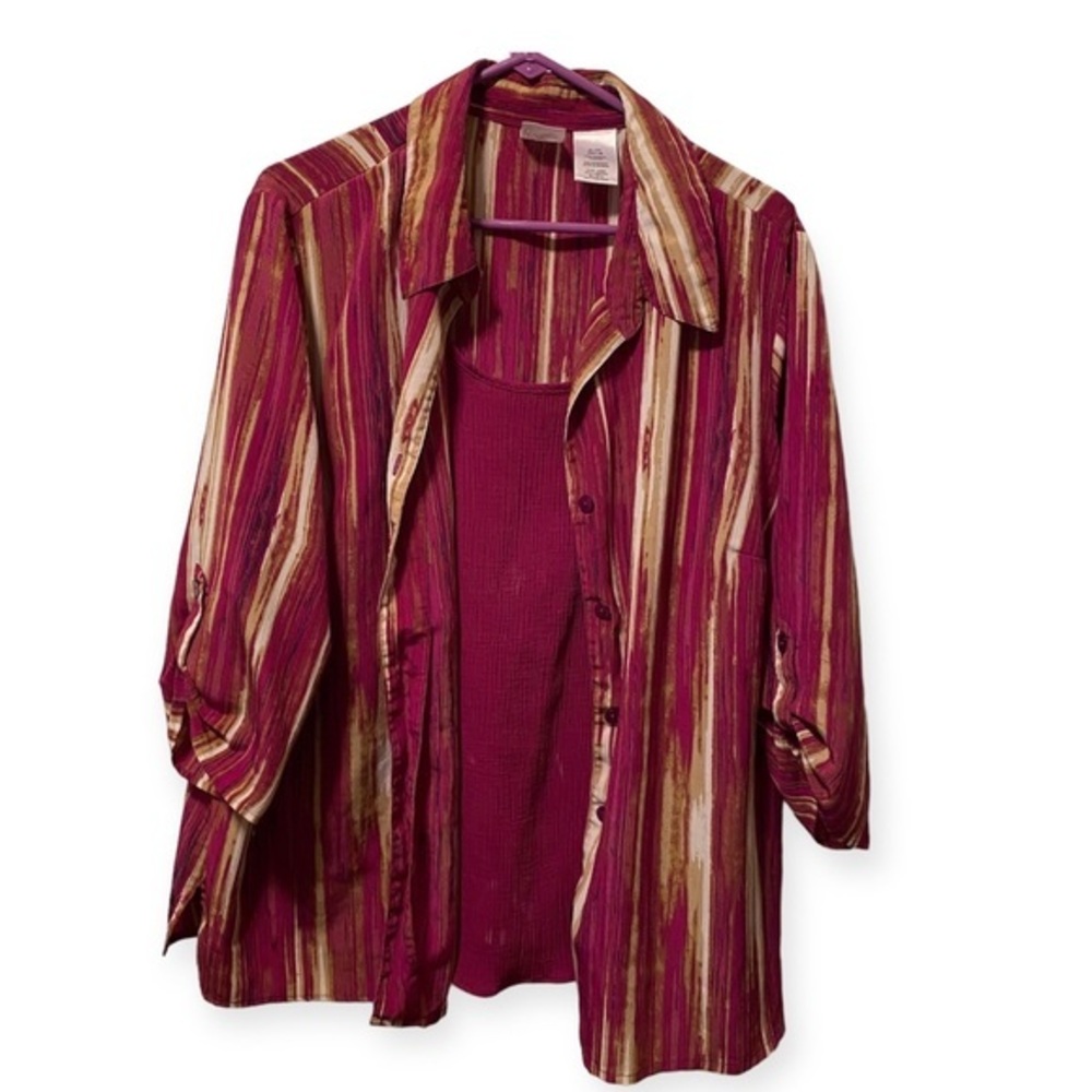 Just My Size Shirt Women’s Size 3X‎ Pull Over Tank Top Attached Button Down